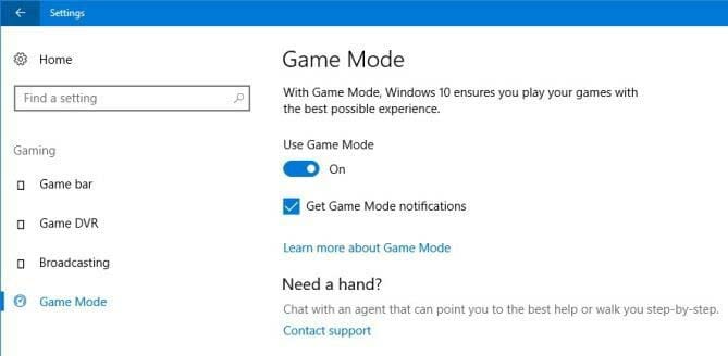 Windows-10 Game Mode