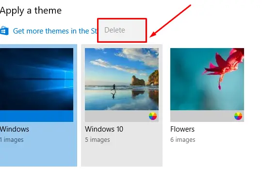 how to delete themes in windows 10