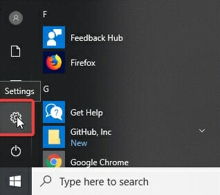 click on the Start button and choose Settings from the menu