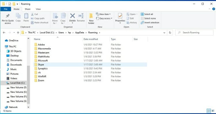 no files in my skype received files