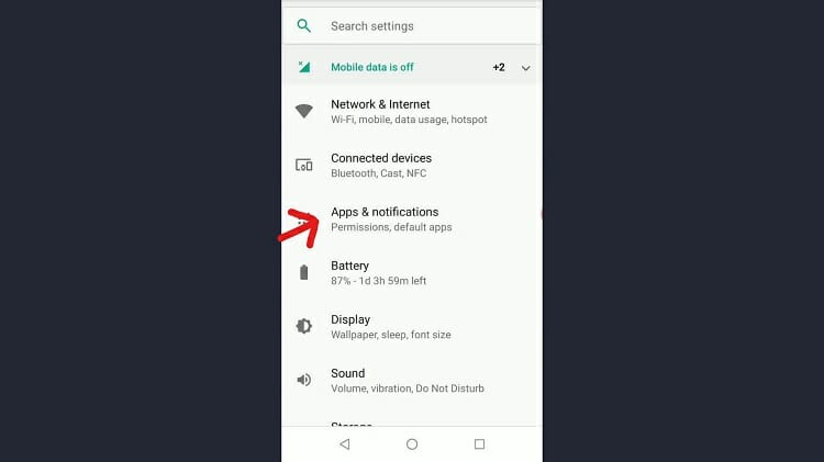 Go to ‘Settings’ on your phone and find ‘Apps and notifications’ option