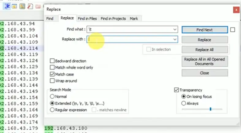 How Do I Find and Replace a Tab in Notepad 
